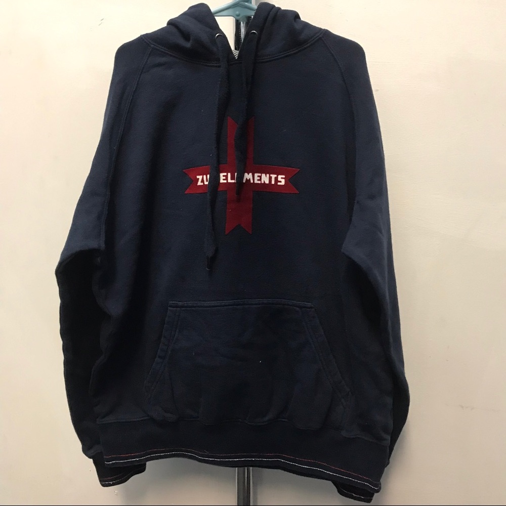 ZU ELEMENTS Navy Cotton Sweatshirt Hoodie Sz 14